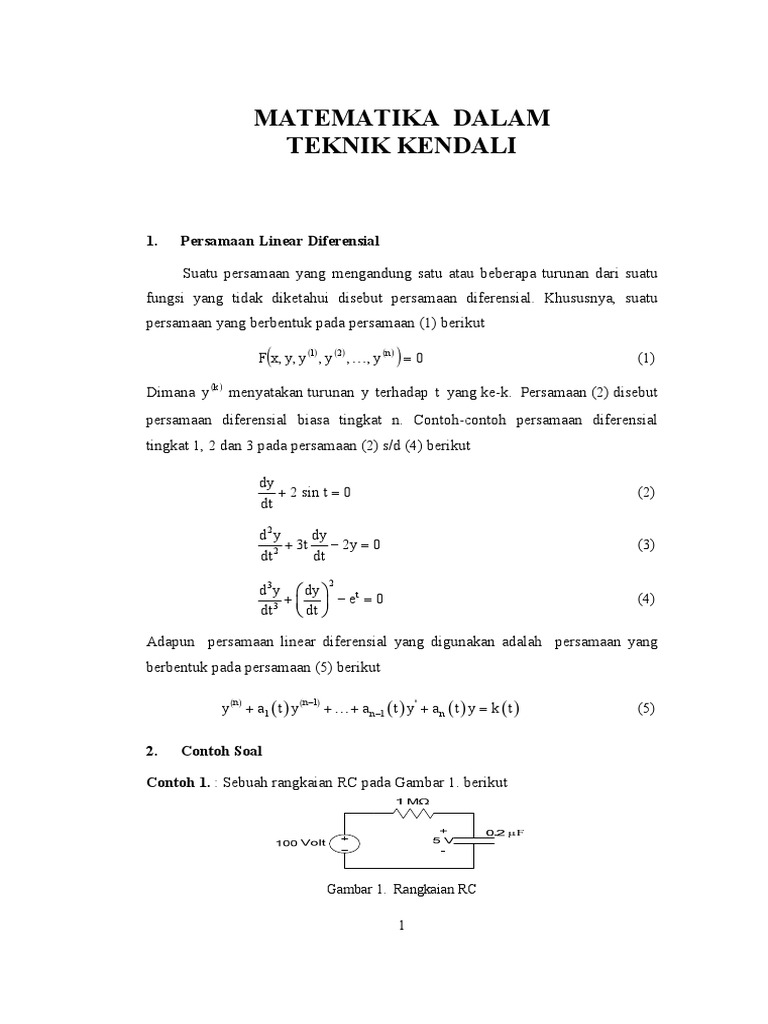 Matematika Teknik Kendali Dengan Matlab Persamaan Linear Diferensial