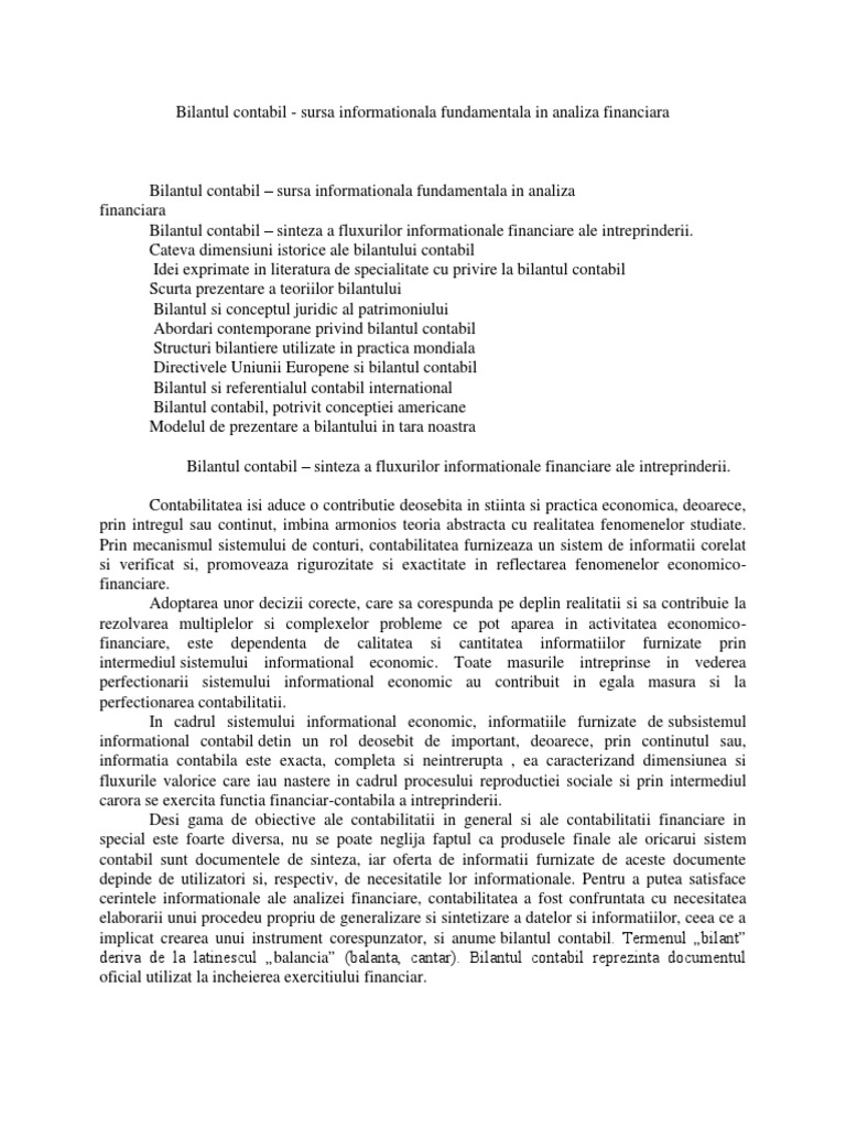 Bilantul Contabil | PDF