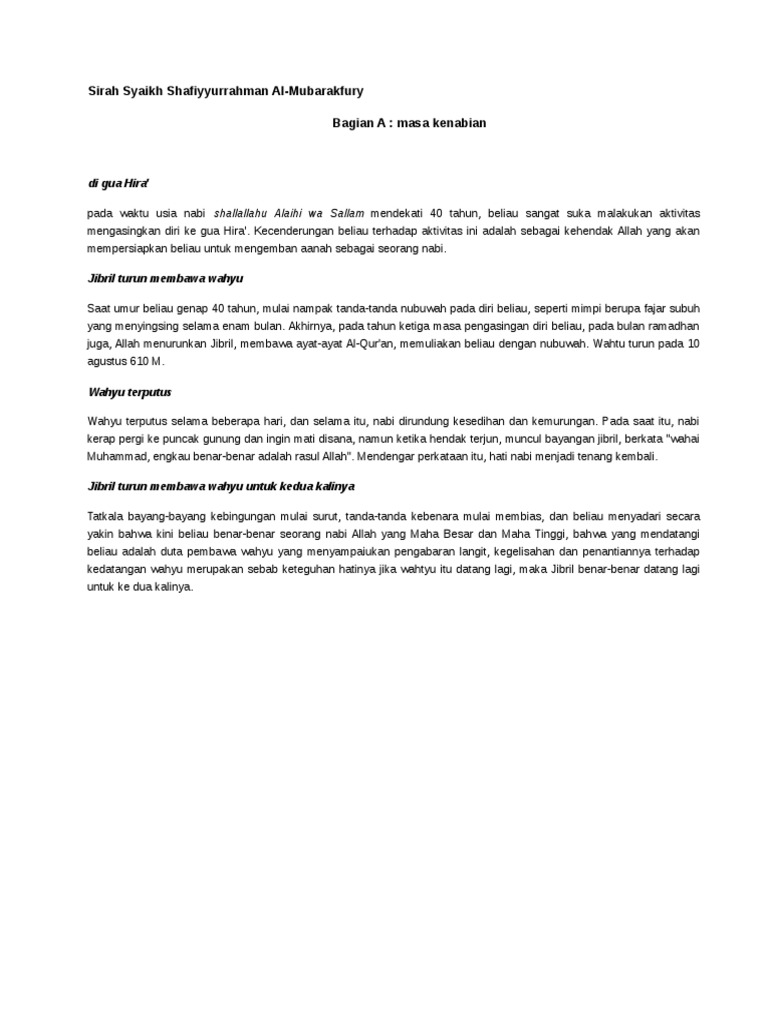 Resume Sirah Nabawiyah Pada Saat Diangkat Pdf