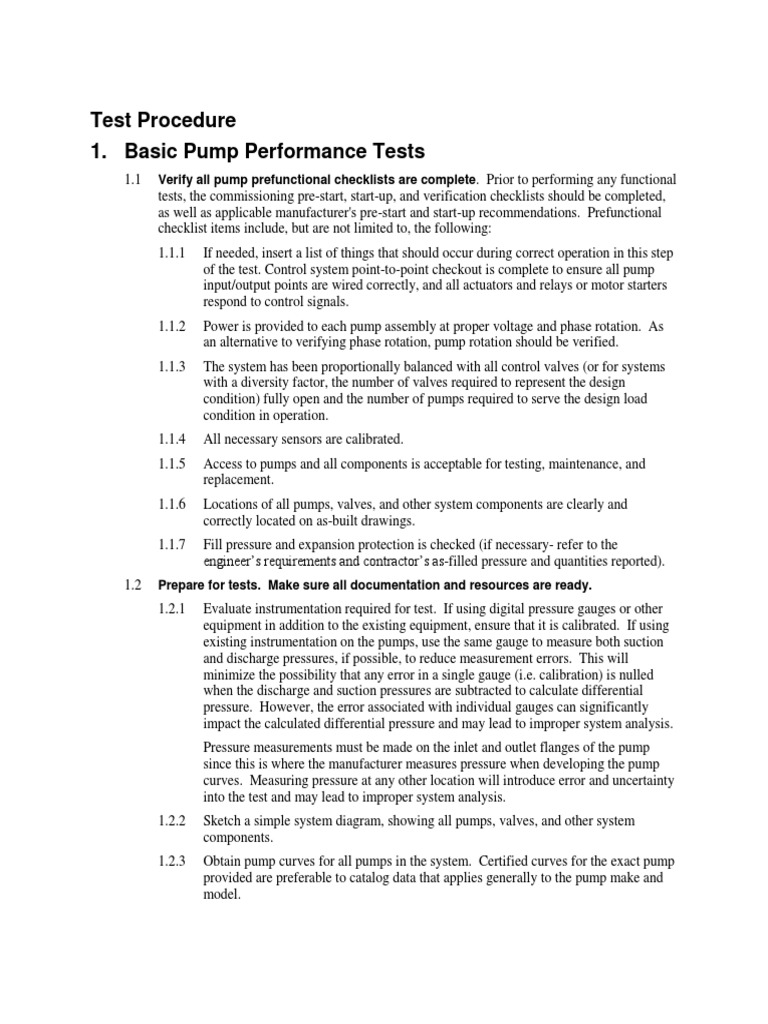 Pump Performance Test Procedure Sheet 3 PDF Pump Valve