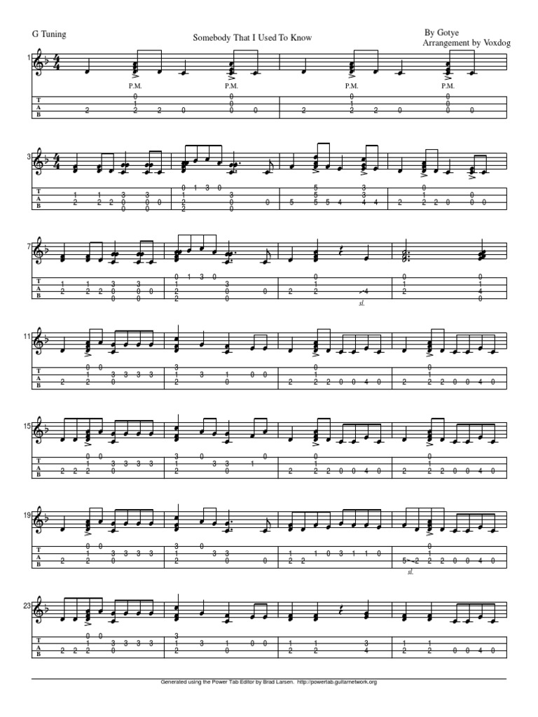 Somebody That I Used To Know Ukulele Tabs PDF Leisure