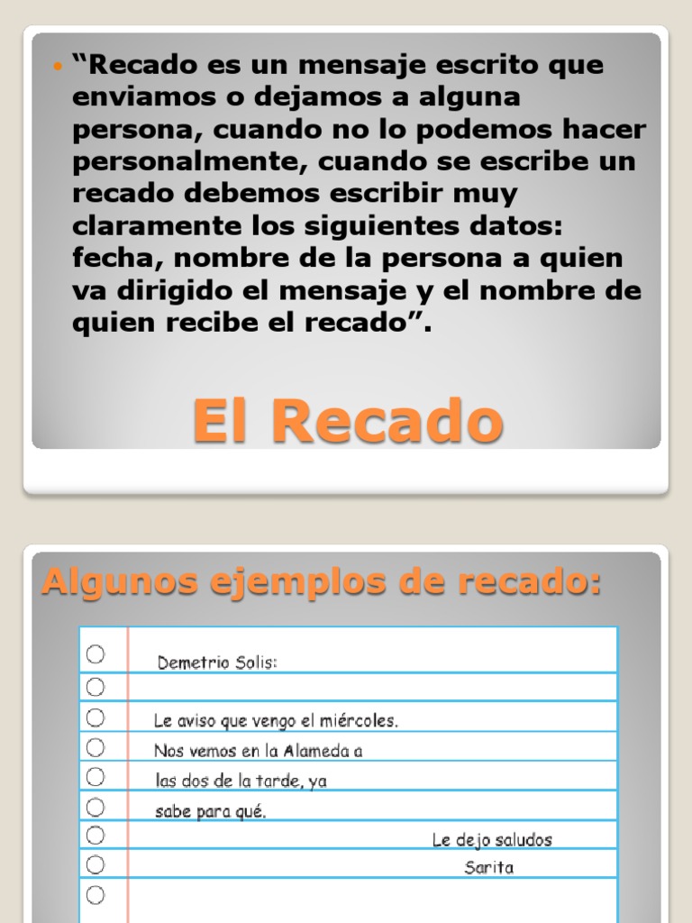 Ejemplos y guía para escribir recados | PDF