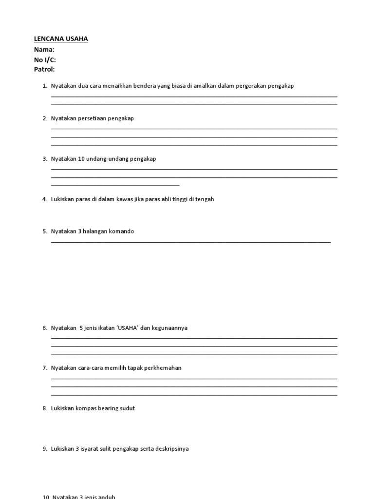 Kertas Soalan Lencana Usaha Pdf