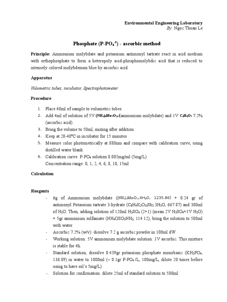 Phosphate Measurement Lab Method | PDF