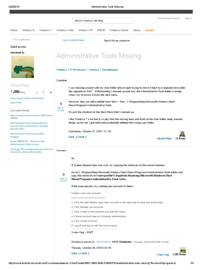 Administrative Tools Missing | PDF | Windows 7 | Microsoft Windows