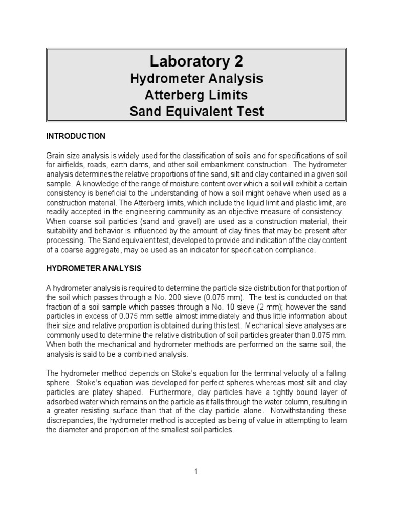 Hydrometer Report Natural Materials Soil