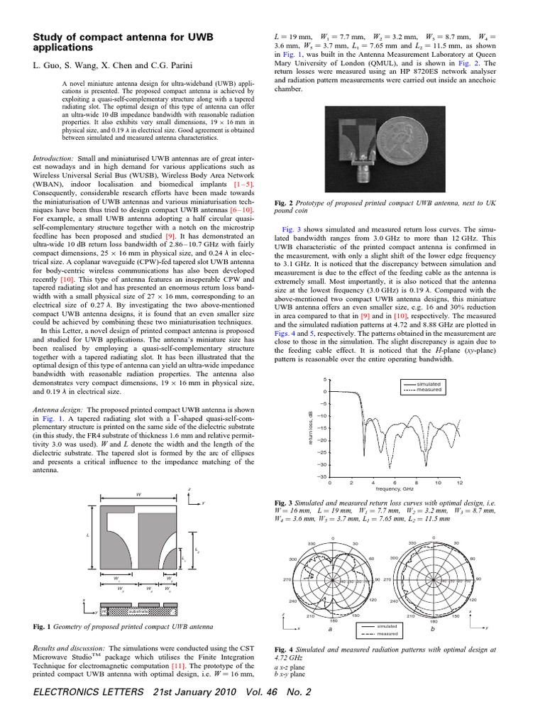 Compact Antenna for UWB  Ultra Wideband  Antenna (Radio)