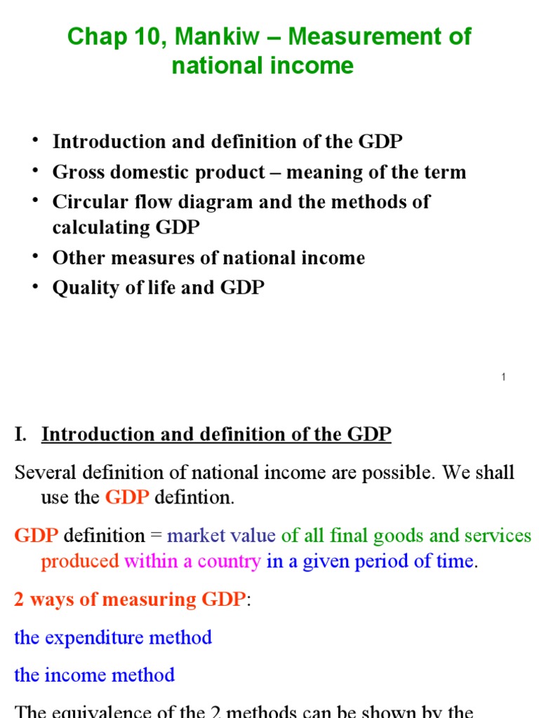 Chap 10, Mankiw - Measurement of National Income | PDF | Measures Of ...