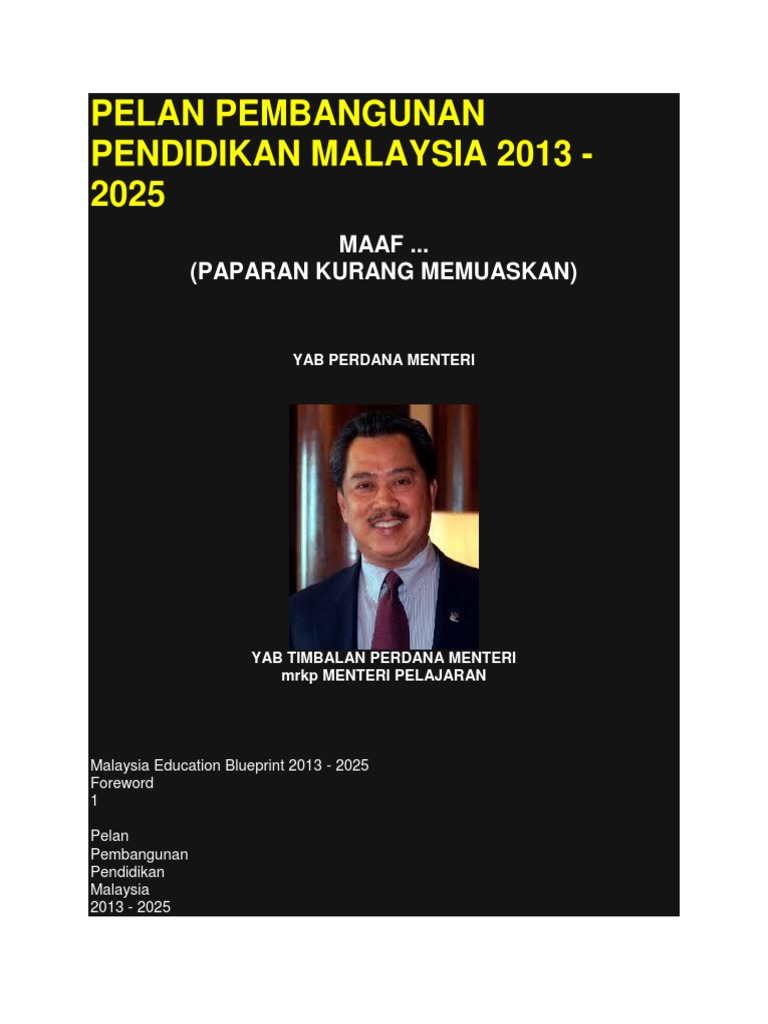 Pelan Pembangunan Pendidikan Malaysia 2013 Pdf