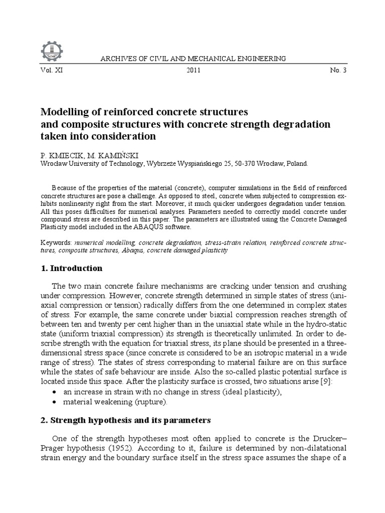 Modelling of Reinforced Concrete Structures | PDF | Stress (Mechanics ...