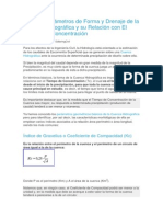 Parámetros de Forma y Drenaje de La Cuenca Hidrográfica