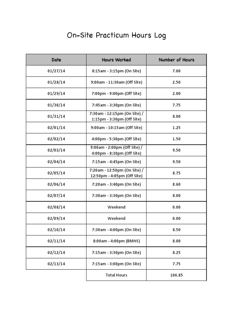 On-Site Practicum Work Log | PDF | Science & Mathematics | Technology ...