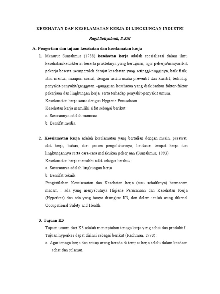 Kesehatan Dan Keselamatan Kerja Di Lingkungan Industri