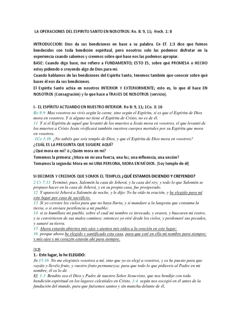 La Operaciones Del Espiritu Santo en Nosotros | PDF | Oración | Cristo ...