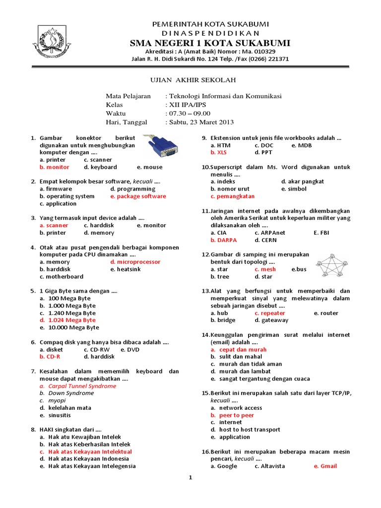 Soal Tik Kls Xii Semester 2