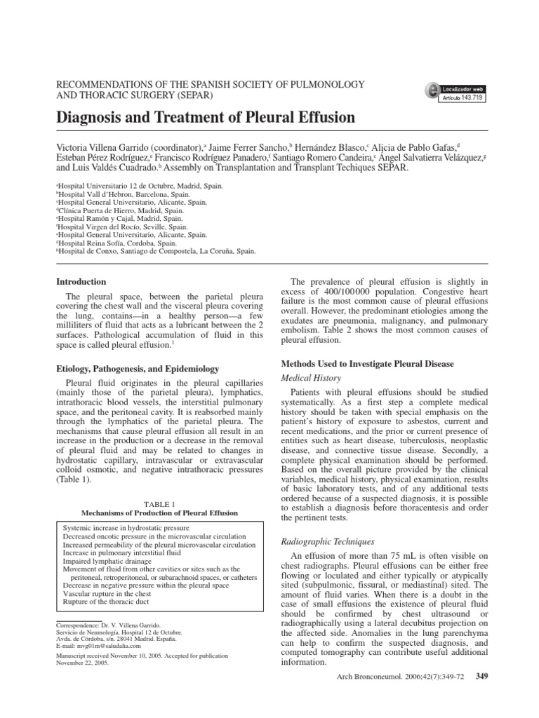 Diagnosis and Treatment of Pleural Effusion | PDF | Pneumonia ...
