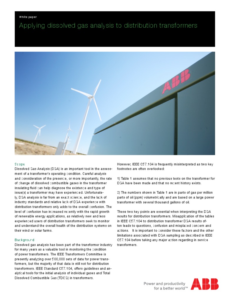DGA Transformer Transformer Gases