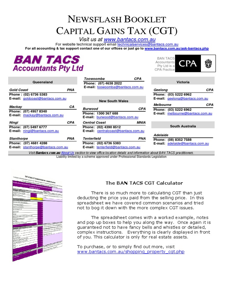 Capital Gains Tax Booklet PDF Capital Gains Tax Trust Law