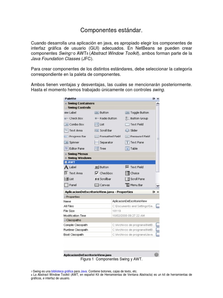 Componentes GUI en Java: AWT vs Swing | PDF | Java (lenguaje de ...