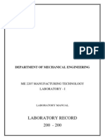 ME 2207 - Manufacturing Technology 1 - Lab Manual