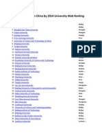 Universities in China by 2014 University Web Ranking