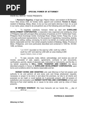 Special Power of Attorney