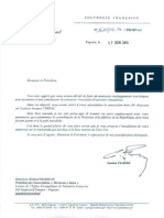 Lettre Président de La Polynésie Française à Moruroa e Tatou