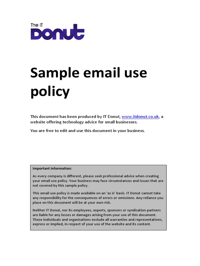 Sample Email Policy Template Email Websites