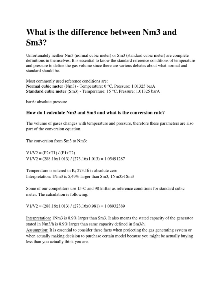 What Is The Difference Between Nm3 And Sm3 PDF