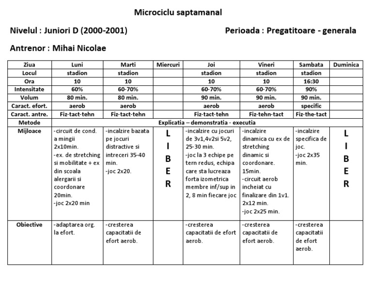 Microciclu Saptamanal 2 | PDF