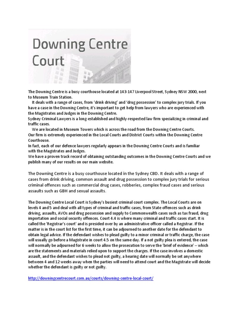 Downing Centre Court PDF Plea Public Law