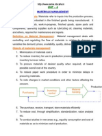 Materials Management Functions and Inventory Control Techniques