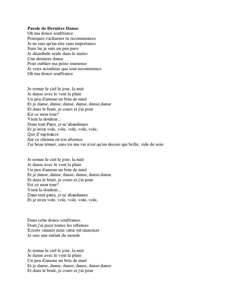 Derniere tentative paroles