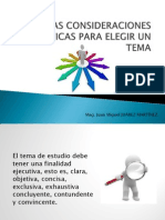 Algunas Consideraciones Practicas Para Elegir Un Tema