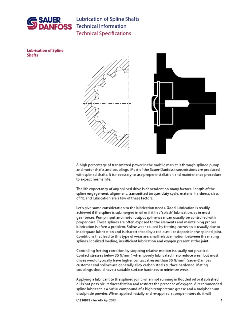 Lubrication of Spline Shafts PDF Transmission (Mechanics) Wear