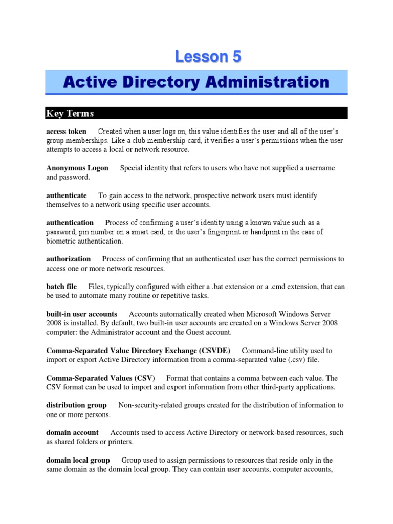 Knowledge Assessment 5-8 | PDF | Group Policy | Active Directory