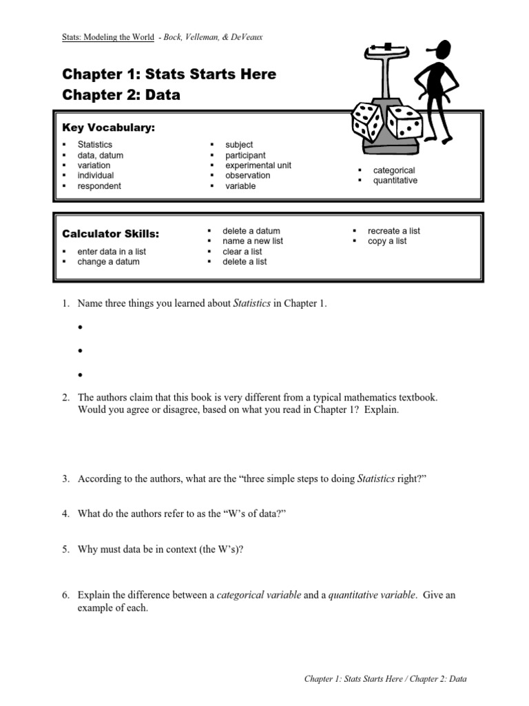 World Of Data Chapter 1 Stats: Modeling The World Worksheet | PDF