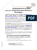 Boletín oferta educativa I trimestre 2010 Regional Huila