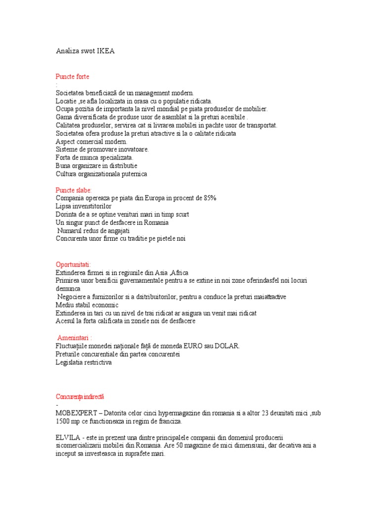 Analiza Swot IKEA | PDF