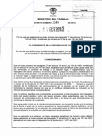 DECRETO 2245 de 2012 Inclusion Nomina Pensionados y Retiro Sin Solucion de Continuidad