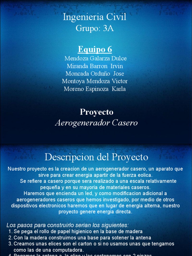 Aerogenerador Casero: Proyecto Energético | PDF | Diodo emisor de luz ...