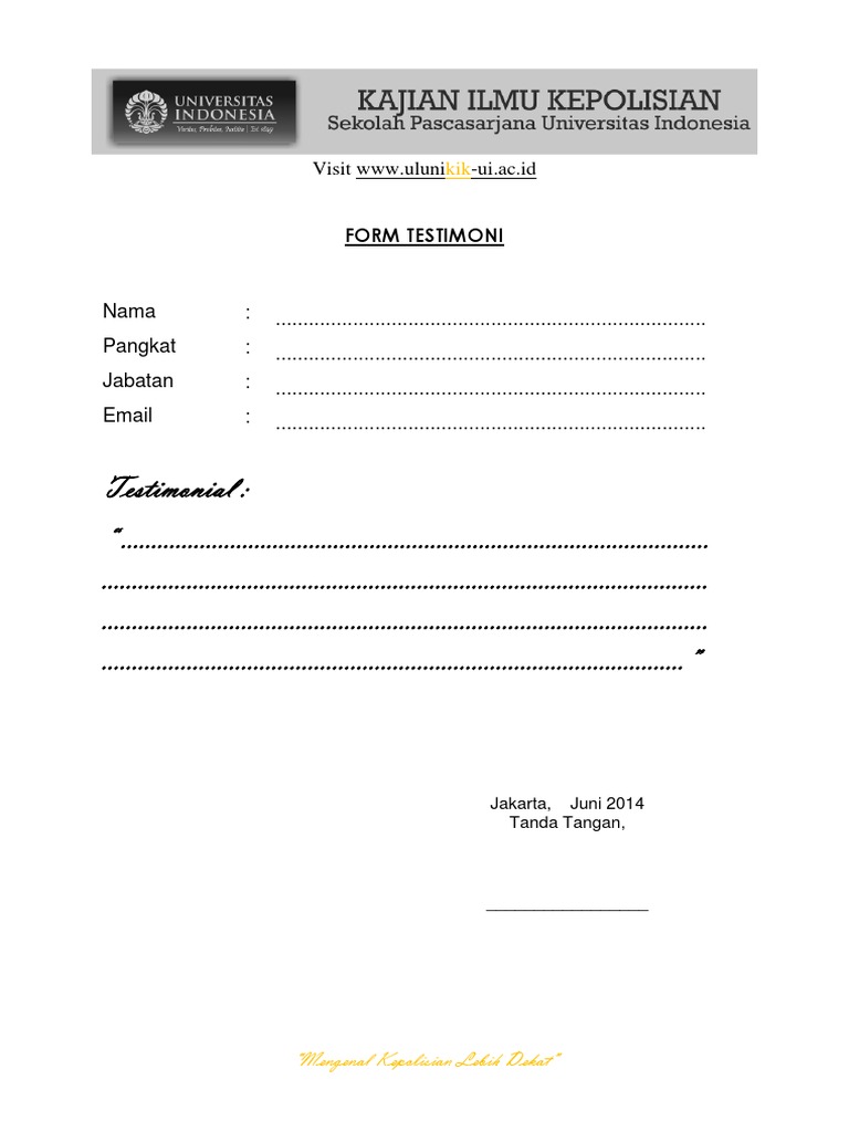 Formulir Testimoni Kepolisian | PDF
