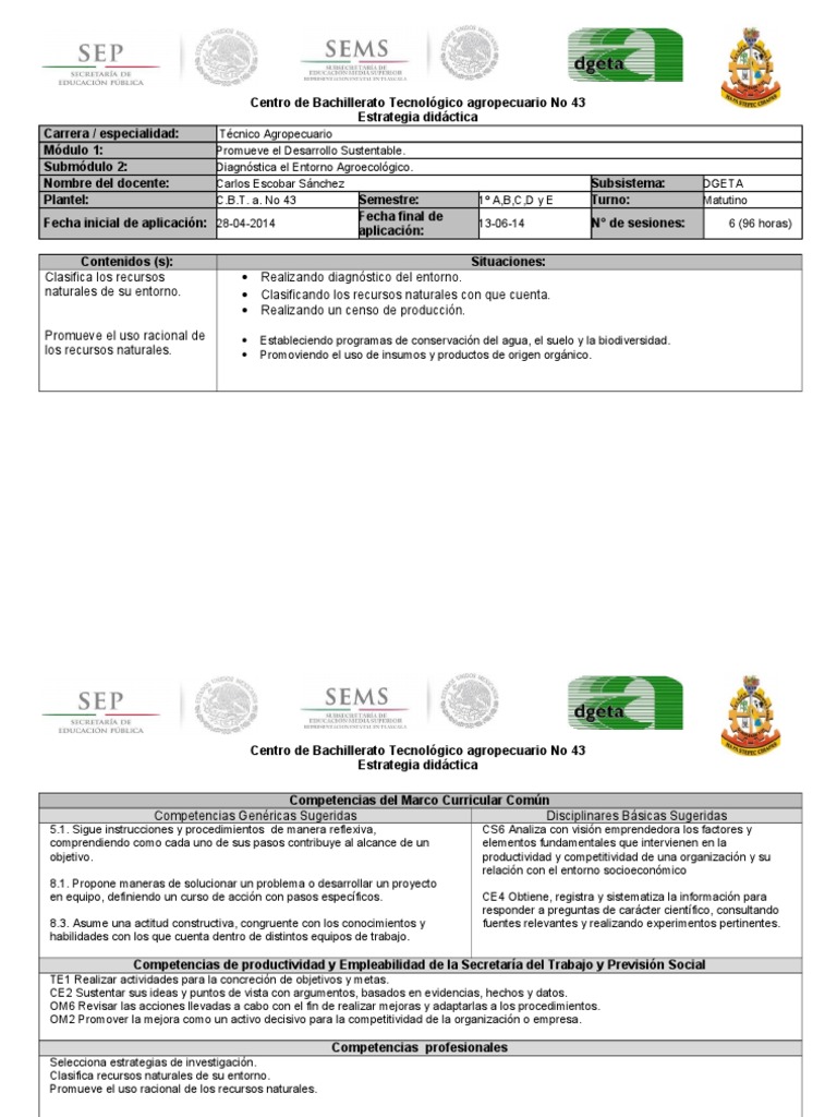 Diagnóstico Agroecológico en CBT 43 | PDF | Science | Ingeniería