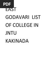 East Godavari List of College in Jntu Kakinada