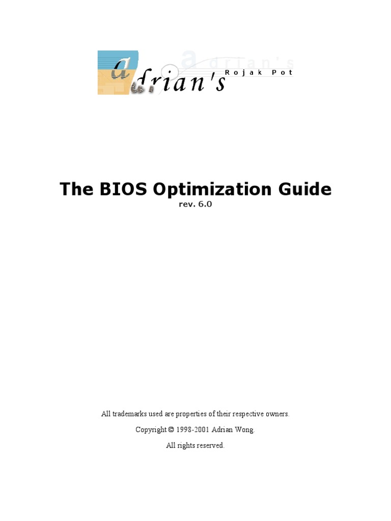 Ebook - The BIOS Optimization Guide v6.0 | PDF | Bios | Random Access ...