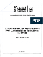 Manual de Normas y Procedimientos para La Expedición Documentos Laborales de La PGJDF PDF