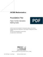 2012 Edexcel Foundation a Paper 1 Mark Scheme