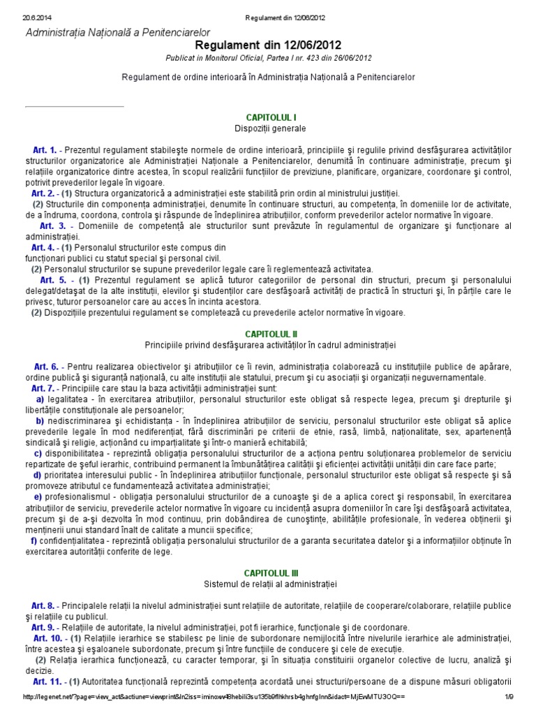 Regulament de Ordine Interioara ANP PDF