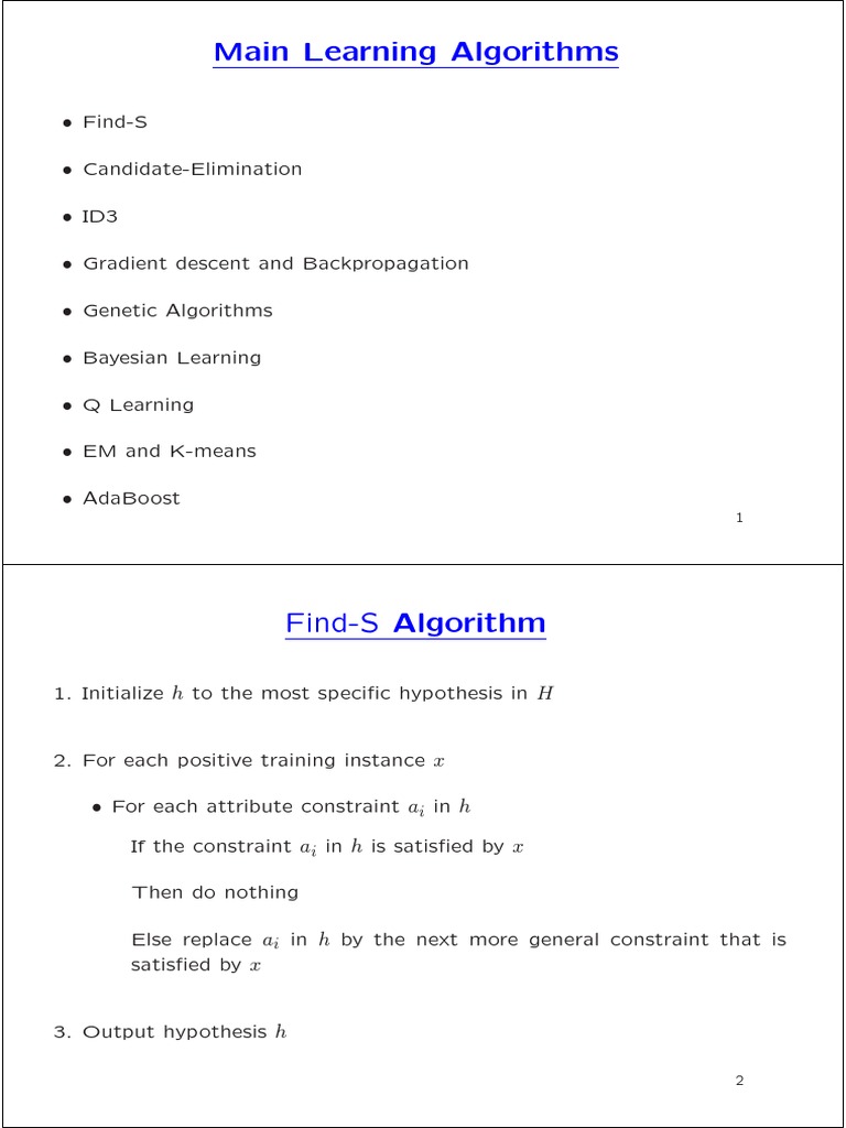 Find-S Algorithm and MAP Hypothesis | PDF | Cluster Analysis | Areas Of ...