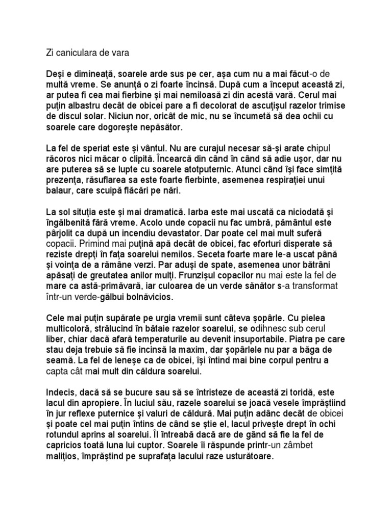 Compunere Despre Vara Cu Expresii Frumoase